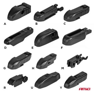 AMiO MultiConnect lapos ablaktörlő – 425 mm (17″), 12 adapter
