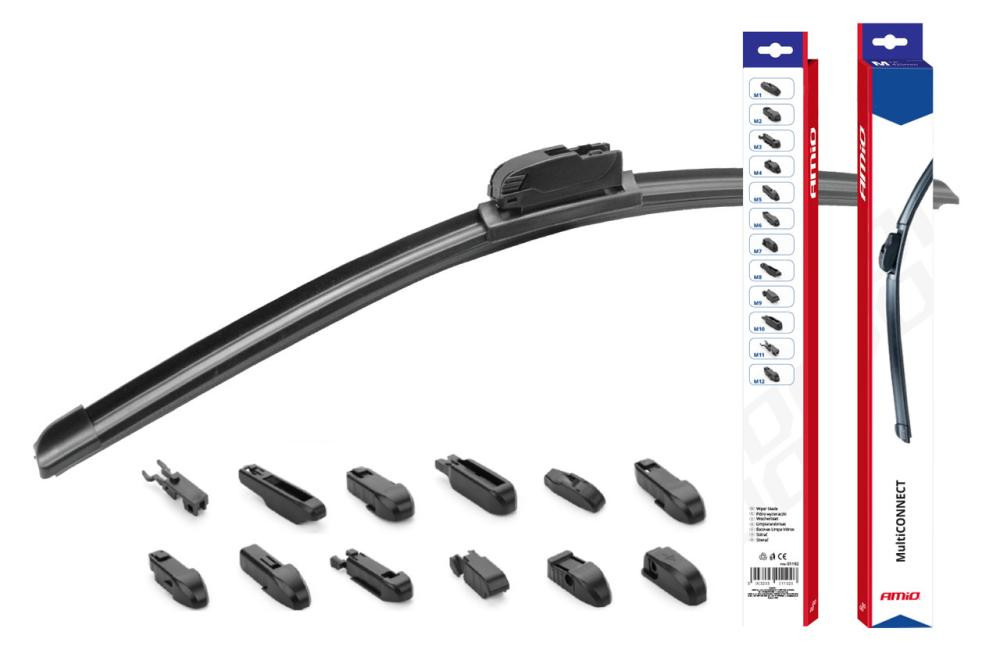 AMiO MultiConnect lapos ablaktörlő – 650 mm (26"), 12 adapter