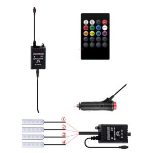 RGB LED lábtérvilágítás szett – távirányítós, szivargyújtós