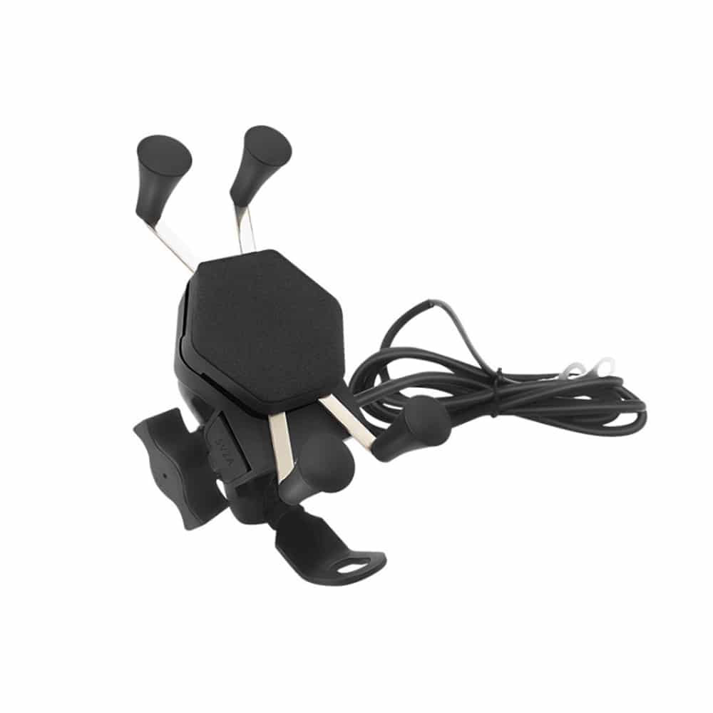 Motoros telefontartó USB-töltővel – 3,5–7 colos telefonokhoz