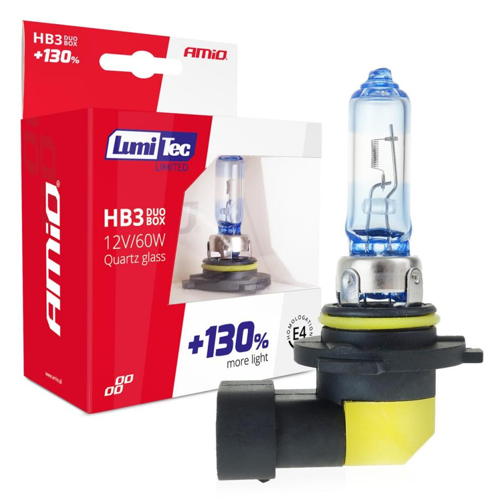 AMiO LumiTec Limited HB3 halogén izzó – 4300 K, akár +130% fényerő, 2 db