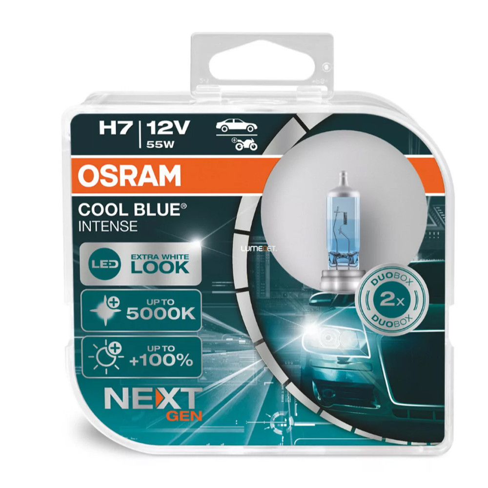 OSRAM Cool Blue Intense NextGen H7 halogén izzó – 5000 K, akár +100% fényerő, 2 db
