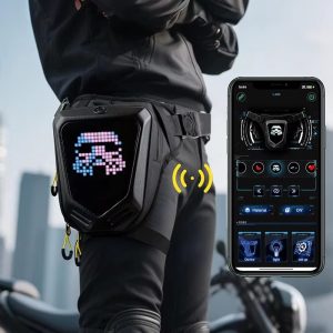 LED kijelzős motoros combtáska – Bluetooth alkalmazás vezérléssel, RGB kijelzővel