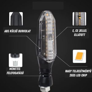 Futófényes motoros LED irányjelzőpár – 6,5 cm, 600 lm