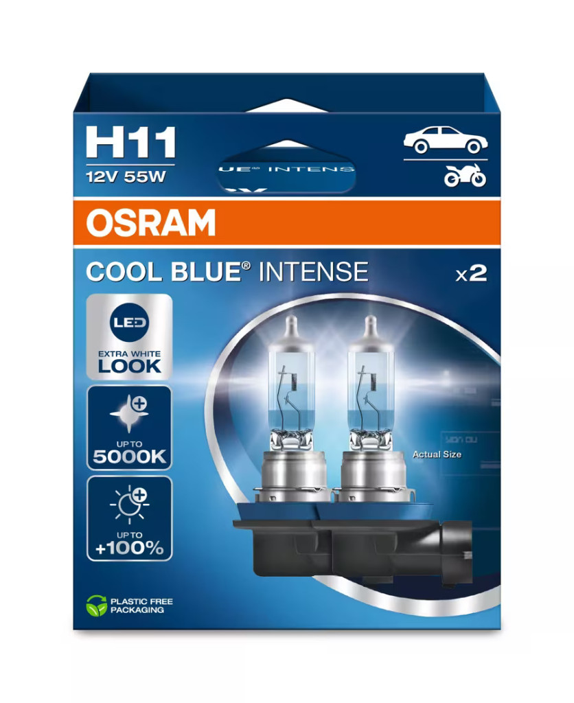OSRAM Cool Blue Intense NextGen H11 halogén izzó – 5000 K, akár +100% fényerő, 2 db