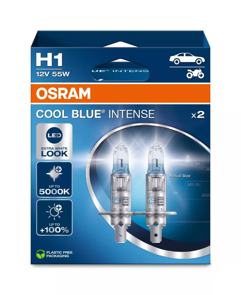 OSRAM Cool Blue Intense NextGen H1 halogén izzó – 5000 K, akár +100% fényerő, 2 db