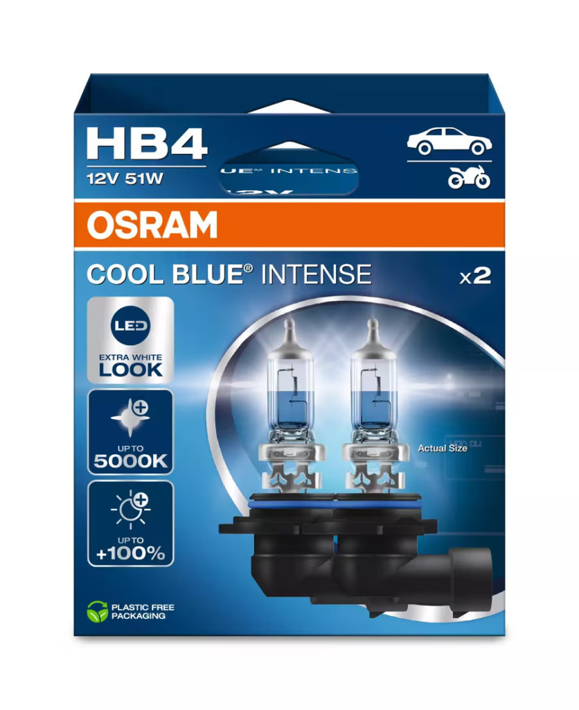 OSRAM Cool Blue Intense NextGen HB4 halogén izzó – 5000 K, akár +100% fényerő, 2 db