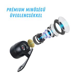 Első–hátsó motoros menetrögzítő kamera szett – kijelzővel